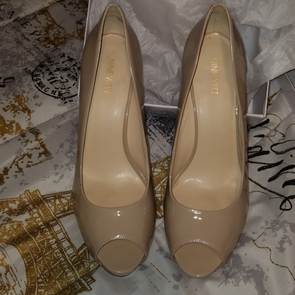 Nine West nude open toe heels